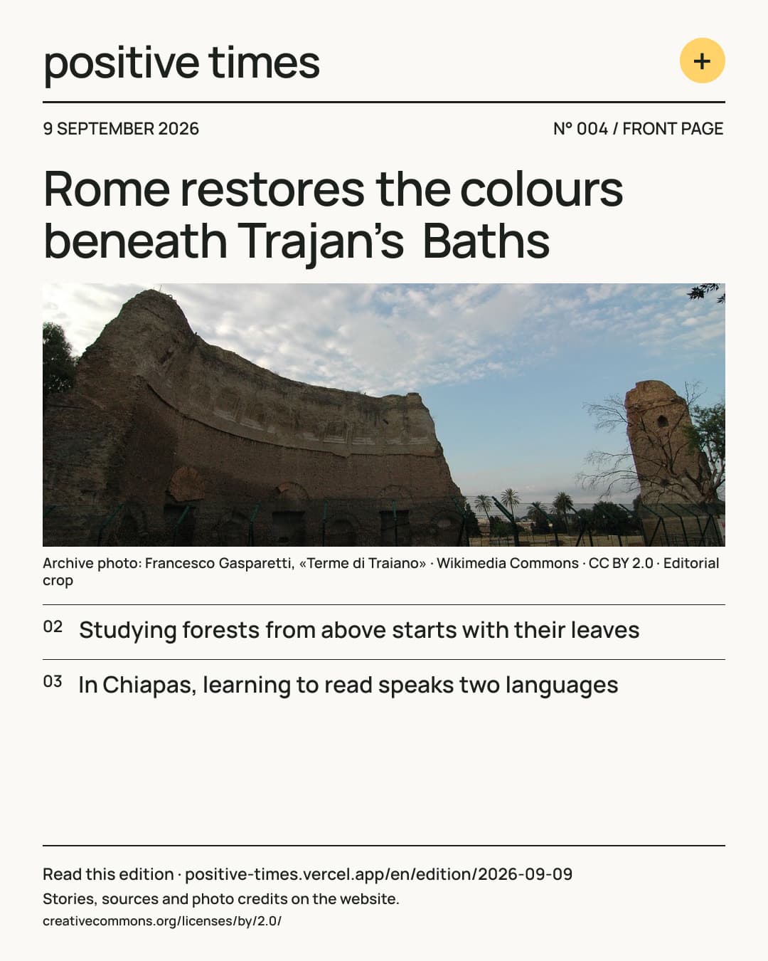 Positive Times front page · 9 September 2026
