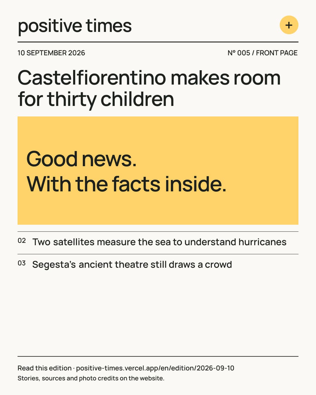 Positive Times front page · 10 September 2026