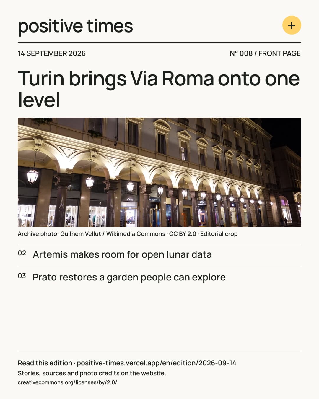 Positive Times front page · 14 September 2026