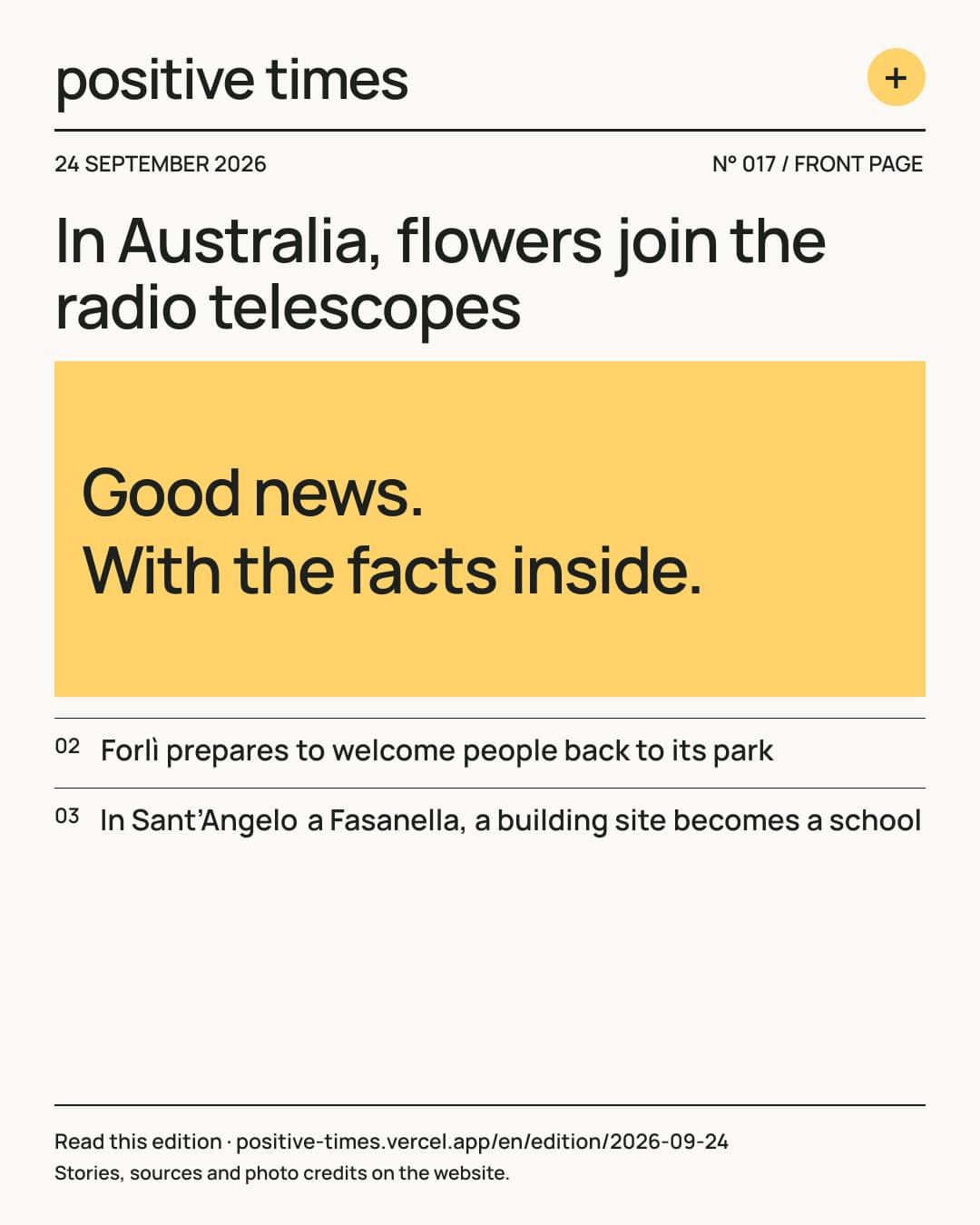 Positive Times front page · 24 September 2026