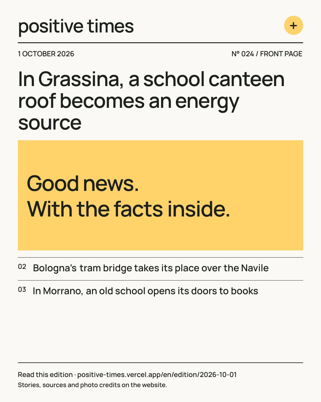 Positive Times front page · 1 October 2026