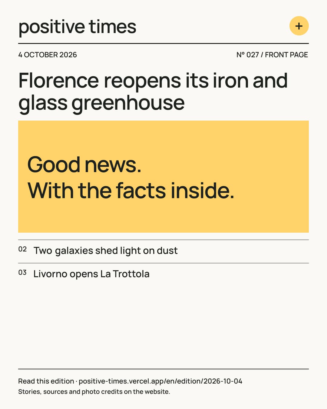 Positive Times front page · 4 October 2026